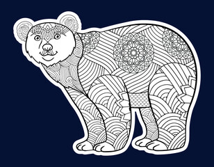 Bear mandala coloring page for adults