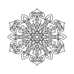 Fototapeta premium Circular pattern in form of mandala for Henna, Mehndi, tattoo, decoration. Decorative ornament in ethnic oriental style. Coloring book page.