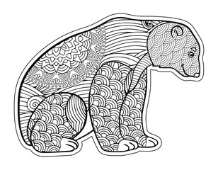 Bear mandala coloring page for adults