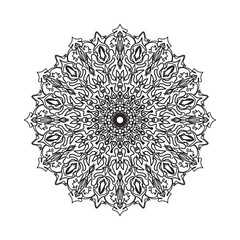 Circular pattern in form of mandala for Henna, Mehndi, tattoo, decoration. Decorative ornament in ethnic oriental style. Coloring book page.