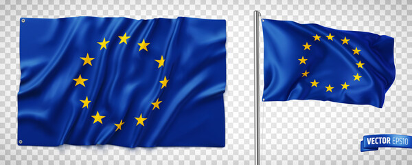 Fototapeta Vector realistic illustration of European flags on a transparent background. obraz