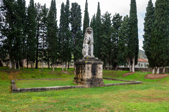 Chaeronea Greece, The Lion of Heronia in Greece erected in honor of the Sacred Band of Thebes.