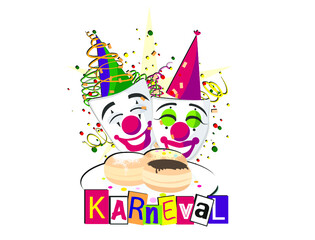 Obraz na płótnie Canvas Karneval Party - Masken und Berliner Pfannkuchen