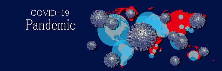 ウイルスの世界的流行のイメージ（パンデミック、新型コロナウイルスなど）