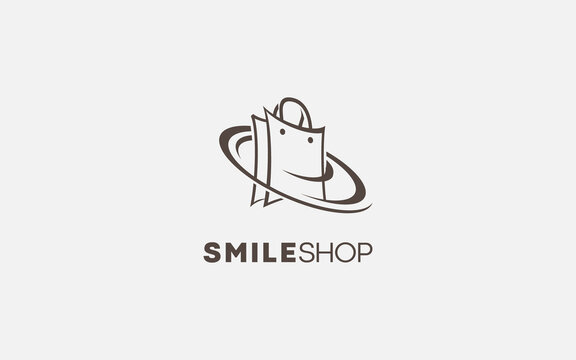 Smile shop online shop logo design flat logo vector image