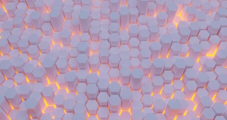 Hexagon Cell Honeycomb 3D Rendering Reflection Background Motion