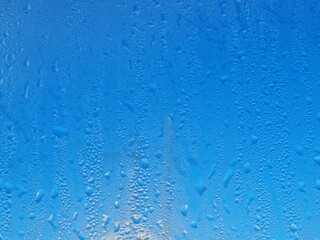 water drops on blue