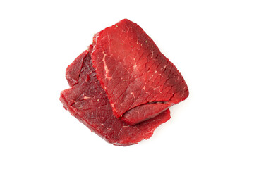 Raw beef steaks isolated on white background