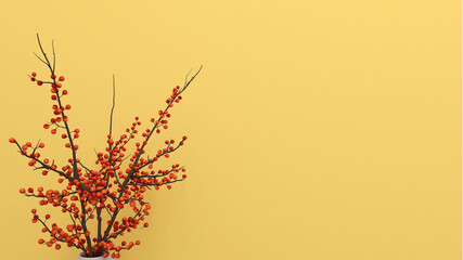 background yellow with tulip flower-3d