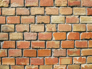 Brick texture for the background. Ruins of a brick wall. 