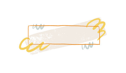 Banner for text, background with empty space and doodle elements. Hand drawn header, frame. Vector design decoration.	