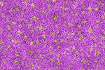 Background illustration of layers of stylized transparent purple flowers.