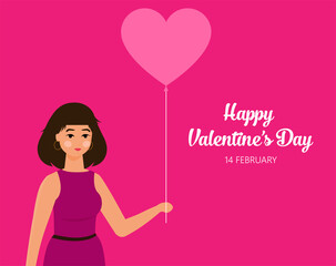 Valentines day card with heart. Vector illustration.