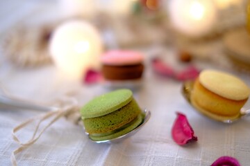 緑色のマカロン