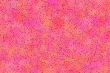 Abstract background illustration of layers of transparent stars on a pink and orange background