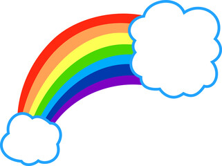 両端の雲と七色の虹のアーチのイラスト 同性愛 ファンタジー