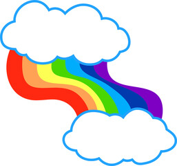 両端の雲と七色の虹のアーチのイラスト 同性愛 ファンタジー