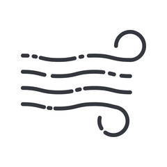 Strong wind symbol vector line icon on white transparent background
