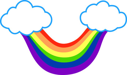 両端の雲と七色の虹のアーチのイラスト 同性愛 ファンタジー