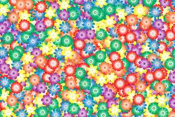 Floral background illustration of a mass of colorful flowers