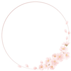 桜の花の装飾フレーム素材／Cherry blossom decoration frame material