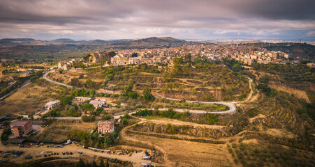 Fototapeta premium Aerial View of Mazzarino, Caltanissetta, Sicily, Italy, Europe