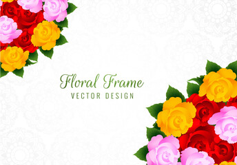 Beautiful colorful rose flower wedding card background