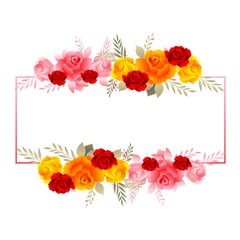 Beautiful floral frame background with soft colorful roses