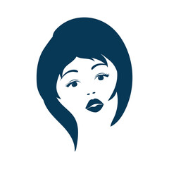 A young woman with a hairstyle. Monochrome silhouette.