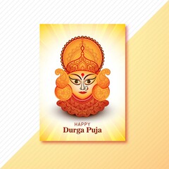 Happy durga puja festival celebration brochure template card design