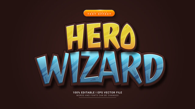 hero wizard 3d text style effect template