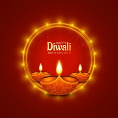 Indian Religious Festival Diwali Background with Lamps