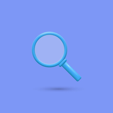 3d Blue Magnifying Glass Icon Vector