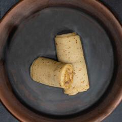 Pancakes on a ceramic plate