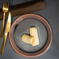 Pancakes on a ceramic plate