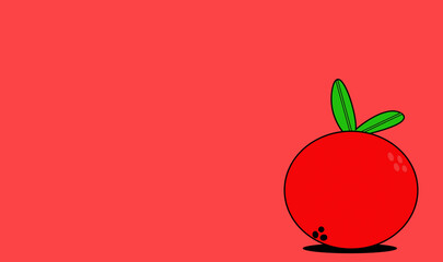 Ilustración de un tomate, sobre fondo con espacio de color rojo