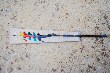 Fototapeta premium Minimal painting design with oil paint colors