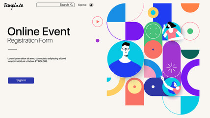 Landing Page Design from Website. Landing Web Page UI UX Template. Creative design of login and registration form. 