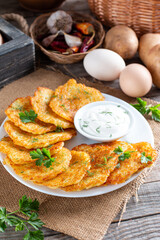 Potato pancakes with sour cream, Ukrainian pellet, traditional dish