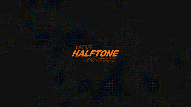 Abstract vector torn orange halftone background. Scrathed dotted texture element.