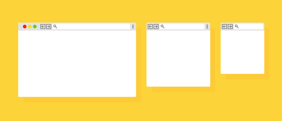 Browser window icon set. Empty web page mockup. Internet browser. Vector on isolated background. EPS 10