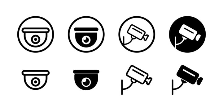 Security camera icon set. CCTV camera. Video surveillance. Vector on isolated background. EPS 10