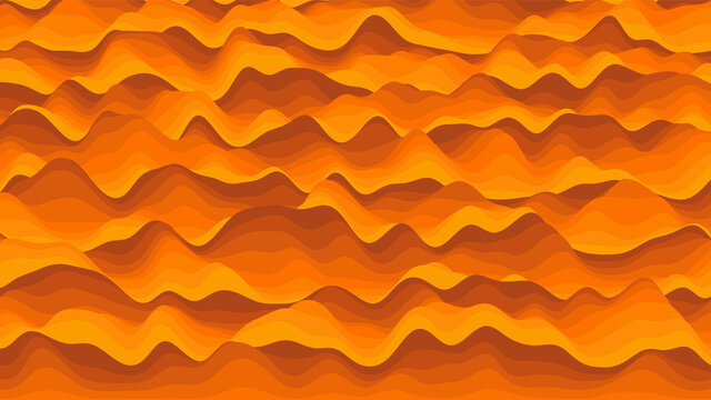 Retro orange stripes distorted backdrop. Procedural vintage ripple background with optical illusion effect