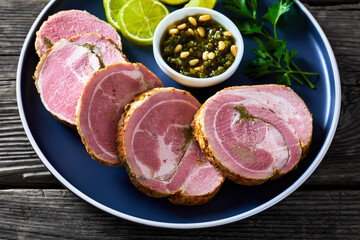 Italian Garlic and Herb Stuffed Pork Tenderloin