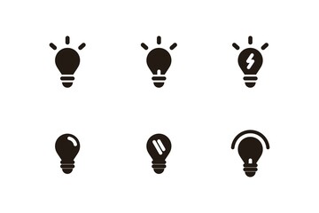 Flat style silhouette light bulb icon. Basic idea, solution, business, product concept. Vector icon illustration.