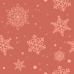seamless pattern of snowflakes on a pink background