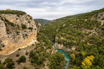 Devil's Window. Natural viewpoint on the bank of the river Jucar. Villalba de la Sierra, Cuenca, Spain