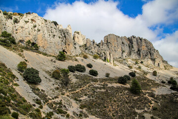 Fototapeta na wymiar Frares de Quatretondeta.La Serrella mountain in Quatretondeta, Alicante, Spain