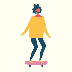 Beautiful skater girl. Vector isolated character.