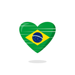Brazil flag shaped love illustration